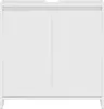 A white bathroom cabinet with two doors against a white background. Voir les images du produit