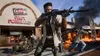 A scene of action and conflict in front of a retail store. Produktbild-Vorschau