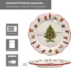 A Christmas-themed ceramic plate with decorative elements and size indicators. Náhled obrázku produktu