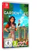 A Nintendo Switch game case for 'Garden Life: A Cozy Simulator'. The cover art features a woman tending to a rose in a garden setting. Anteprima dell’immagine prodotto