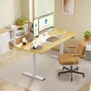 A modern home office setup with a standing desk, monitors, and a chair. Produktbild-Vorschau