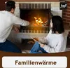 A couple sits by a fireplace, with one person holding a tablet. Produktbild-Vorschau