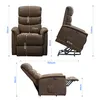 Multiple views of a brown recliner chair with dimensions indicated by text and lines. Anteprima dell’immagine prodotto
