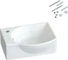 A white ceramic sink with mounting hardware. Produktbild-Vorschau