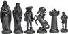 Schachfiguren im mittelalterlichen Stil, schwarz und gold Produktbild-Vorschau 1