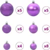 A collection of purple Christmas ornaments of varying sizes and finishes, arranged in rows with quantity indicators. Produktbild-Vorschau