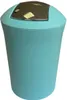 A teal colored trash can with a silver lid. Produktbild-Vorschau