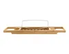 A bamboo bathtub caddy with a metal bookrest, shown against a white background. Produktbild-Vorschau