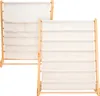Two wooden bookshelves with white fabric shelves, one slightly behind the other. Anteprima dell’immagine prodotto