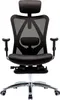 A black ergonomic office chair with a headrest and footrest is shown against a white background. Voir les images du produit