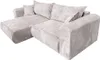 A light beige corduroy sectional sofa with chaise lounge. Náhľad obrázku produktu