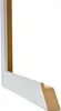 A close-up, angled view of a white picture frame corner against a white background. Produktbild-Vorschau