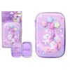 Astuccio grande pieghevole con unicorno 3D viola 23x15x5 cm Anteprima dell’immagine prodotto 1