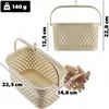 A beige laundry basket with clothespins and dimensions shown. Podgląd zdjęcia produktu