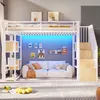 Lit superposé avec éclairage LED intégré, structure en fer, Voir les images du produit 5