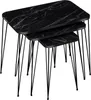 Sada stolků 'Rudkøbing' Set of 3 Square Marble Look Black Náhled obrázku produktu 4