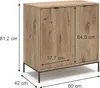 A product shot of a wooden cabinet with dimensions indicated. Produktbild-Vorschau
