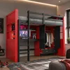 Hoogslaper 90x200 cm, rood-zwart, van hout, met Productafbeelding-voorbeeld 5