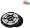 A product shot of two vacuum cleaner filters, one on top of the other, with a logo in the top right corner. Produktbild-Vorschau