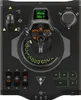 A top-down view of a black gaming flight controller with green and orange accents. Produktbild-Vorschau