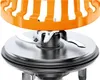 A close-up view of a food processor attachment with blades and an orange protective cover. Podgląd zdjęcia produktu