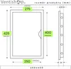 A technical drawing with dimensions of a product, likely a ventilation component or door, with measurements indicated in millimeters. Náhľad obrázku produktu