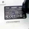 A close-up of a label on a product, likely a projector, showing technical specifications and certifications. Produktbild-Vorschau