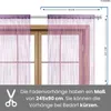 A close-up view of a window with purple string curtains hanging, with dimensions indicated. Náhľad obrázku produktu