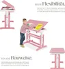 A child is shown using a pink height-adjustable desk. Produktbild-Vorschau