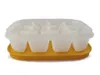 An ice cube tray with a lid and a yellow tray, shown against a white background. Produktbild-Vorschau