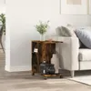 A small wooden side table with wheels is placed next to a sofa in a living room. Podgląd zdjęcia produktu