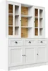 A white buffet cabinet with glass doors and wooden shelves, shown against a white background. Anteprima dell’immagine prodotto