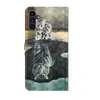A flip-style phone case with a graphic of a kitten reflected as a tiger in water. Produktbild-Vorschau