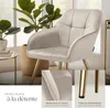 Chaise MARILYN aspect velours capitonné - taupe/or, par Voir les images du produit 4