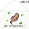 Mr. & Mrs. Panda holzbild Otter Seerose DIN A4 - Weiß - Produktbild-Vorschau 1