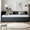 Ausziehbares Schlafsofa 90x200 cm in grauem Samt, Produktbild-Vorschau 3