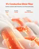 Close-up illustration of conductive silver fibers with glowing energy effects and text overlays describing benefits. Anteprima dell’immagine prodotto