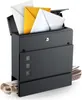 A black mailbox with letters and newspapers. Produktbild-Vorschau