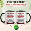 Tasse 70. Geburtstag Mann Frau – „Achtung – Diese Tasse Produktbild-Vorschau 4