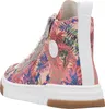A side view of a high-top sneaker with a floral pattern. Voir les images du produit