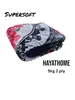 A folded blanket with a floral pattern is shown against a white background. Text overlays provide product details. Produktbild-Vorschau