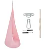 A pink hanging chair and its accessories are displayed against a white background. Produktbild-Vorschau