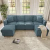 Merax Modulares Ecksofa, 4-Sitzer Sofa mit Stauraumhockern, Produktbild-Vorschau 2