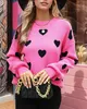ASKSA Pulls Femme Col rond Cœur Graphique Pulls Tricotés Voir les images du produit 6