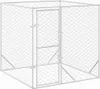 A silver metal dog kennel with a door. Náhľad obrázku produktu
