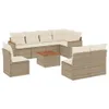 9-tlg. Garten-Sofagarnitur mit Kissen Beige Poly Rattan Produktbild-Vorschau 2