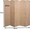 A five-panel folding screen made of bamboo, shown in a straight configuration against a white background. Dimensions are indicated with text overlays. Podgląd zdjęcia produktu