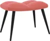 A pink upholstered stool with black legs against a white background. Voir les images du produit