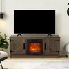 A TV stand with an electric fireplace in a living room setting. Produktbild-Vorschau