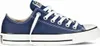 A side view of a blue Converse Chuck Taylor All Star low-top sneaker with white laces and a white sole. Produktbild-Vorschau